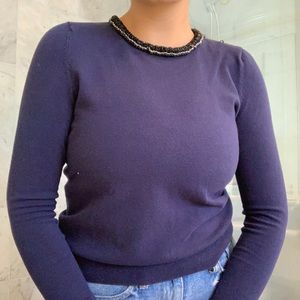 TOPSHOP Elegant Jeweled Neckline Sweater
